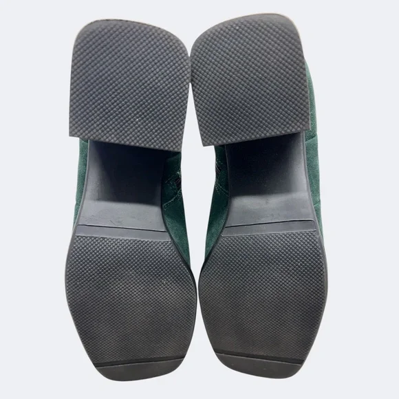 White Mountain Ankle Boots Women 7.5 Green Suede Leather Block Heel Zip Closure - Picture 4 of 11